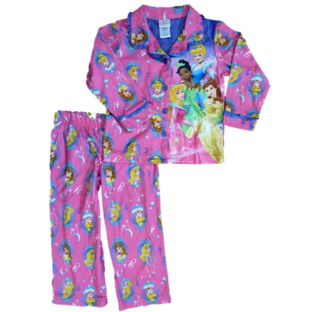 GIRLS OFFICIAL DISNEY PRINCESS PINK FLANNEL COTTON PYJAMAS AGES 12-18 up to 3-4 